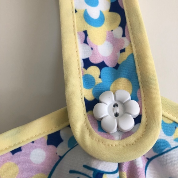 Smurfs X Unique Vintage Smurf Floral Print Pinafore Swing Dress, NWT - Picture 7 of 13